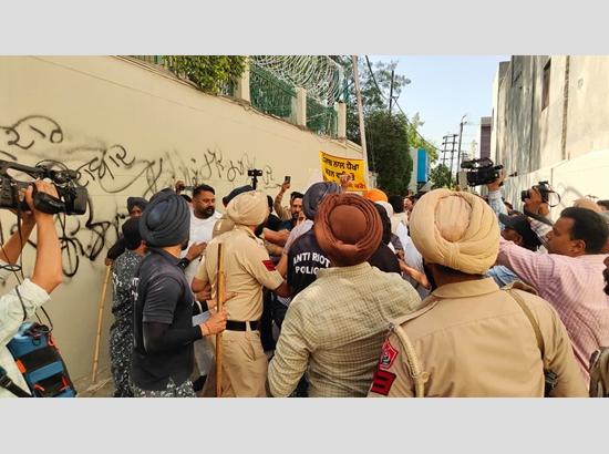 AAP workers stage protest in Punjab against MPs who joined BJP 