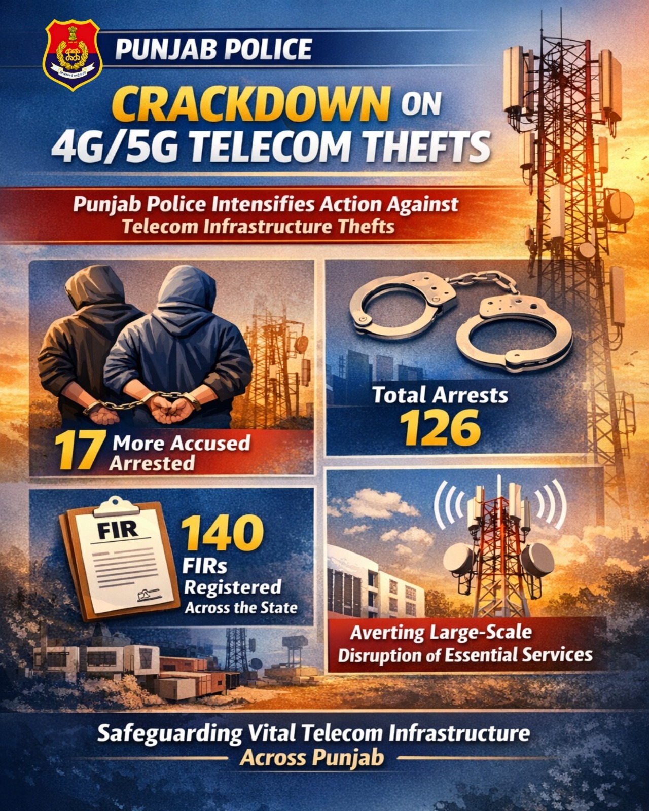Punjab Police Tightens Noose on 4G/5G Theft Gangs: 17 More Arrested