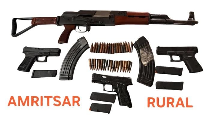 Major Anti-Terror Crackdown: Amritsar Rural Police Bust ISI-Backed Arms Smuggling Module, Seize AK-47 & Glock Pistols